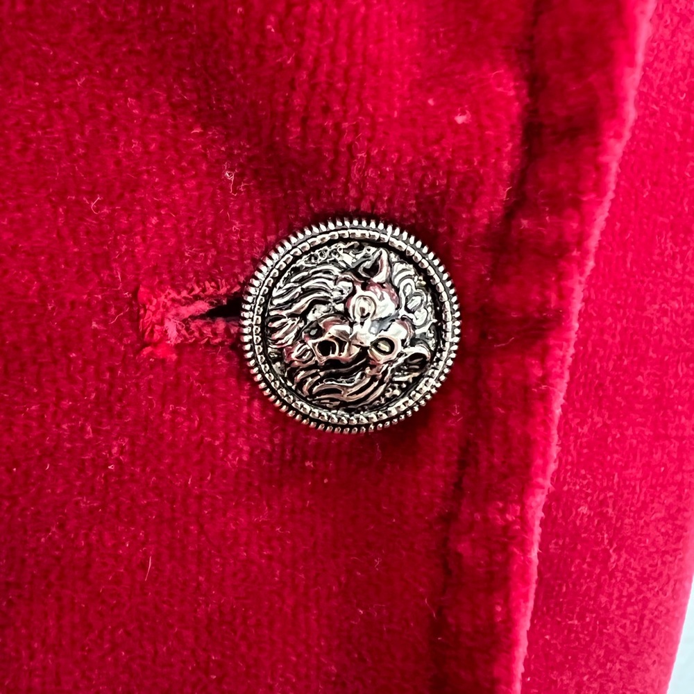 JL DE BALL Vintage Famous for Velvet Red Button Blazer Jacket Coat Size 8 - Picture 8 of 10